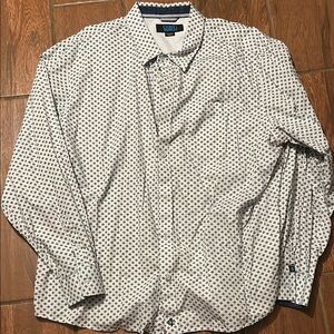 White and Blue Dress Shirt with Long Sleeves